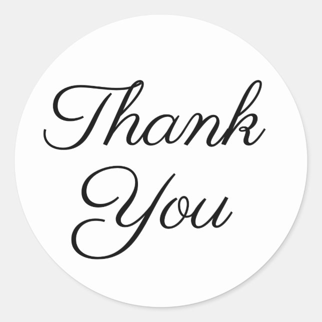Black Elegant Calligraphy Thank You Classic Round Sticker (Front)
