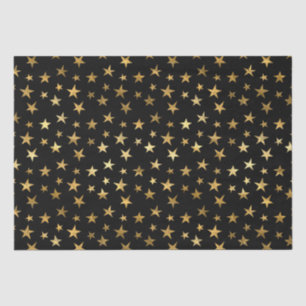 Black Elegant Celestial Starry Gold Stars Design Tissue Paper