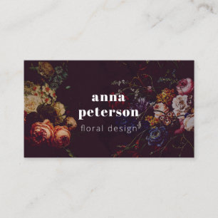 Black Elegant Chic Dark Floral Florist Business Card