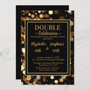 Black Elegant Chic Dual Birthday Soiree Invitation