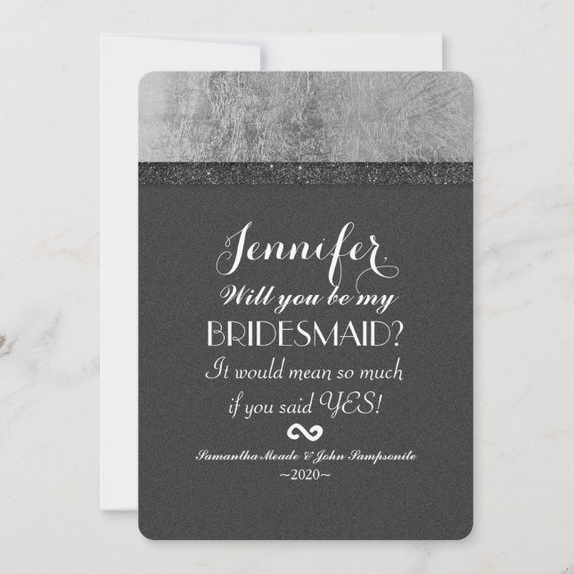 Black Elegant Chic Faux Foil & Glitter Invitation (Front)
