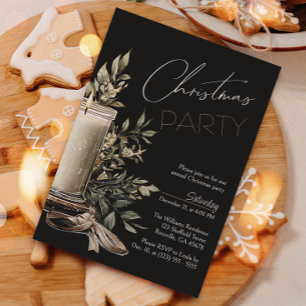 Black Elegant Christmas Candle Holiday Party Invitation