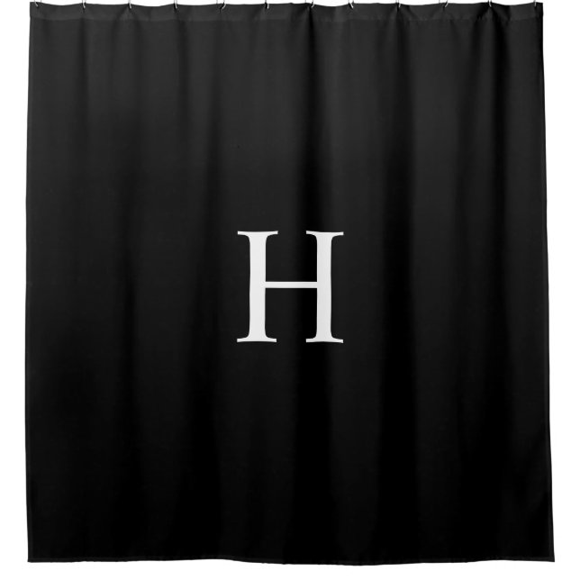 Black Elegant Classic Monogram Shower Curtain (Front)