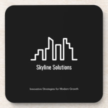 Black Elegant Cork Back Branded Coasters Set of 6