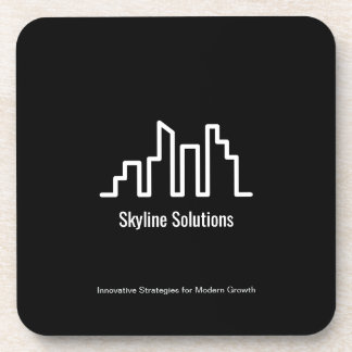 Black Elegant Cork Back Branded Coasters Set of 6