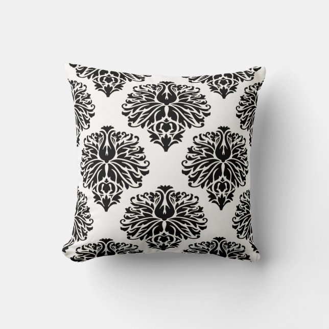 Black Elegant Damask Cushion (Front)