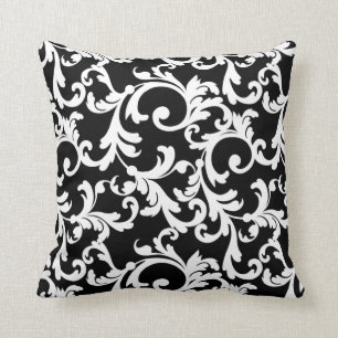 Black Elegant Damask Cushion
