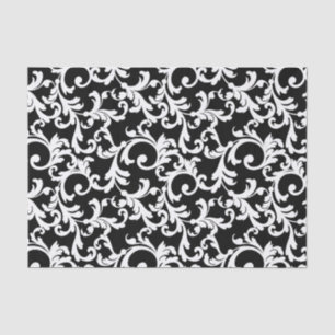 Black Elegant Damask Print Tissue Paper