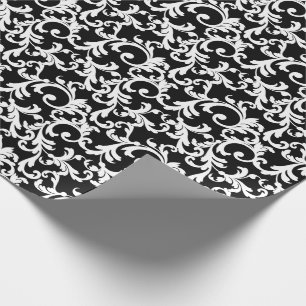 Black Elegant Damask Print Wrapping Paper