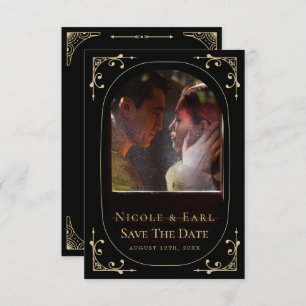 Black Elegant Deco Qr Code Photo Save The Date