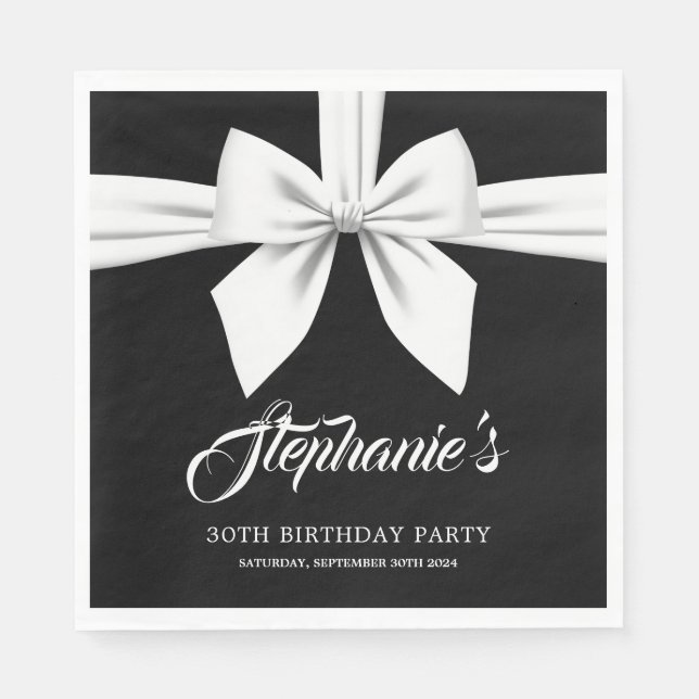 Black Elegant Fancy Tiffany Birthday Tableware Napkin (Front)