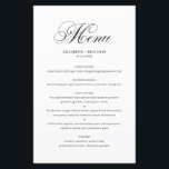 Black Elegant Flourish Script Wedding Menu Card<br><div class="desc">Elegant black script menu card featuring flourish script,  simple typography and stripes pattern. This script menu card is perfect for weddings,  birthdays,  baby showers,  bridal showers and so much more. Personalise by adding names,  date and menu details.</div>