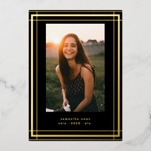 Black Elegant Foil Border Photo University Grad
