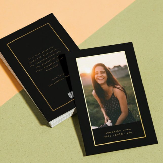 Black Elegant Foil Border Photo University Grad (Creator Uploaded)