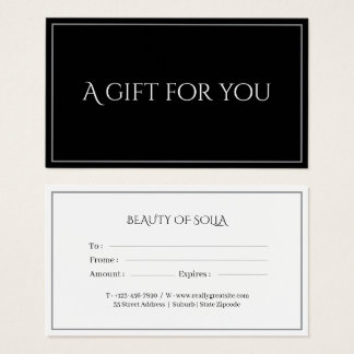 Black Elegant Gift Certificate Card for Businesses