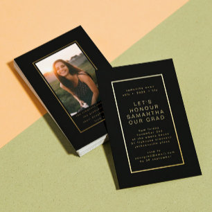 Black Elegant Gold Border Photo University Grad