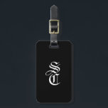 Black Elegant Gothic Monogram Name Mediaeval Typo Luggage Tag<br><div class="desc">Black Elegant Gothic Monogram Name Mediaeval Typo Luggage Tag featuring your personalised initials in ancient gothic mediaeval calligraphy script and custom name,  celebration,  wedding couple names or any custom text in distressed grunge and sophisticated serif font. Stylish black and white colours fully customisable.</div>