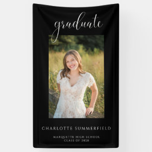 Black Elegant Graduation Party Photo Banner
