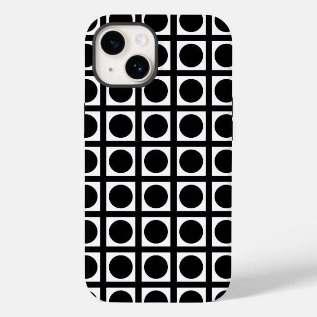 Black Elegant Grid Dots Case-Mate iPhone Case (Back)