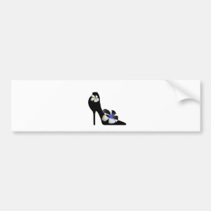 Black elegant high-heeled shoes. Fantasy of high f Bumper Sticker