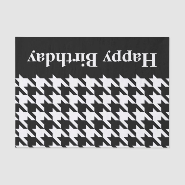 Black Elegant Houndstooth with custom text Tissue Paper (Front)