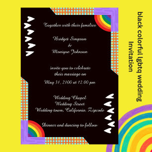 black elegant lgbtq love Wedding Invitation