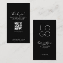 Black Elegant Minimal Script Promo Discount QR
