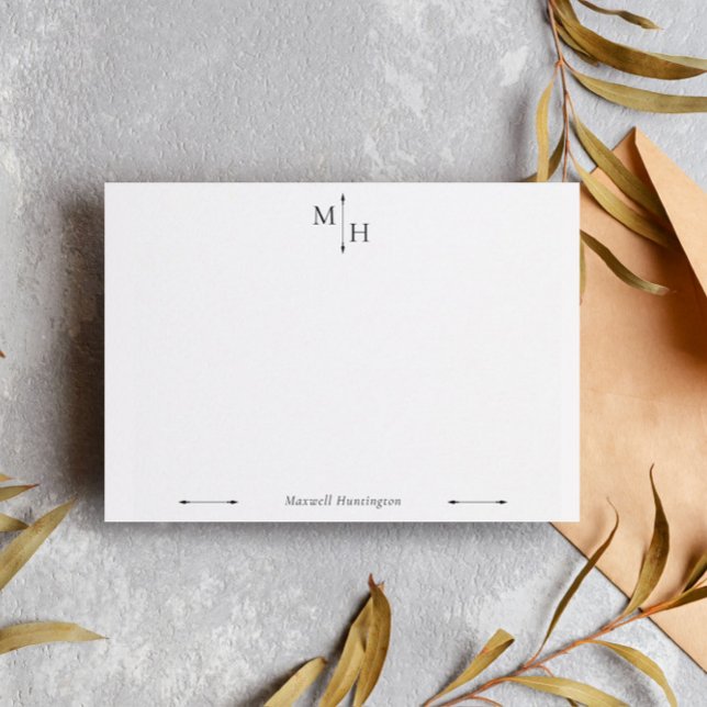 Black Elegant Minimalist Arrow Point Monogram Card (Creator Uploaded)