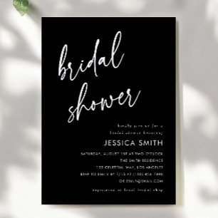 Black Elegant Minimalist Bridal Shower Invitation