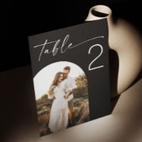 Black elegant minimalist script arch photo wedding