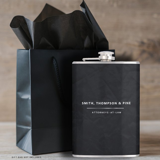 Black Elegant Modern Business Professional Custom Hip Flask (business corporate gift black white flask lawyer law firm office management paralegal manager)