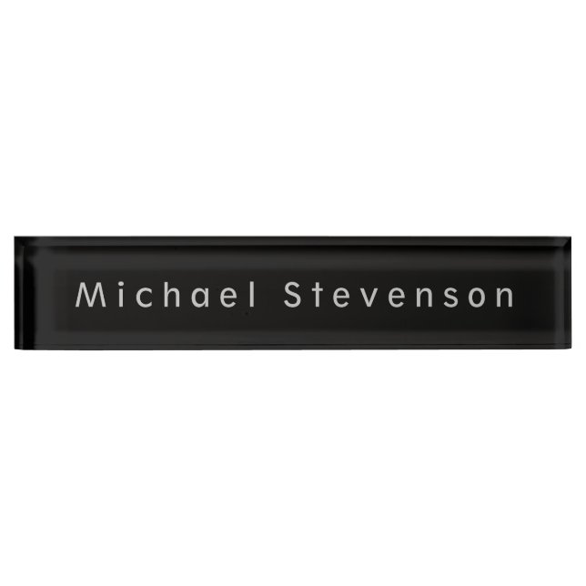 Black Elegant Modern Desk Nameplate (Front)