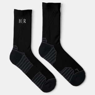 Black Elegant Modern Monogram Socks