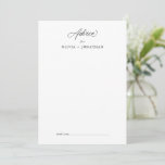 Black Elegant Modern Script Calligraphy Advice Card<br><div class="desc">Announce your love story with sophistication and style through our Elegant Modern Calligraphy Wedding Invitation Suite, exclusively available in our Zazzle store. This curated collection features a harmonious blend of contemporary design and the timeless allure of signature calligraphy, creating an invitation ensemble that captures the essence of your special day....</div>