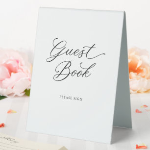 Black Elegant Modern Script Calligraphy Guest Book