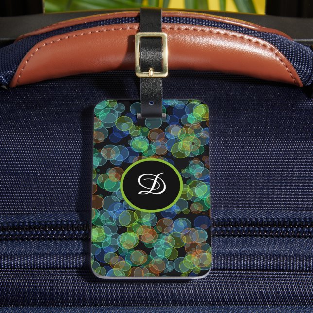 black elegant modern simple colourful polka  luggage tag (Front Insitu 2)