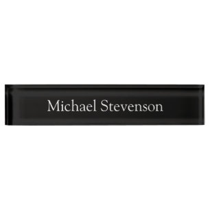 Black Elegant Modern Stylish Nameplate