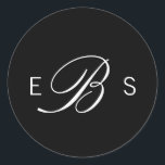 Black Elegant Monogram Circle Wedding Stickers<br><div class="desc">Customise this chic stylish elegant monogram black and white Wedding Stickers. Modern crisp design with a white text and on a black background. All the other matching products can be found in a collection.</div>