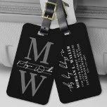 Black Elegant Monogram Name Luggage Tag<br><div class="desc">Create Your Own Stylish Modern Custom World Traveller Black Vertical Monogram Name Luggage Tag. This sleek and modern luggage tag adds a personalised touch to any travel adventure, perfect for anyone who loves to explore with style. The front features a dark grey two-letter serif monogram using the first and last...</div>