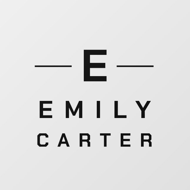 Black Elegant Monogram Nameplate Window Cling (Sheet)