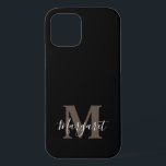 Black Elegant Monogrammed Hand Lettered Name iPhone 12 Case<br><div class="desc">Black Elegant Monogrammed Hand Lettered Name iPhone Case</div>