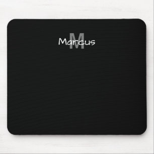 Black Elegant Monogrammed Mouse Pad