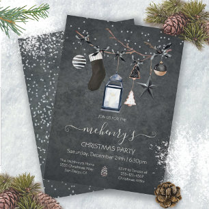 Black Elegant & Moody Christmas Party Invitation