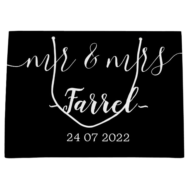 Black Elegant Mr & Mrs Wedding Day Gift Bag (Front)