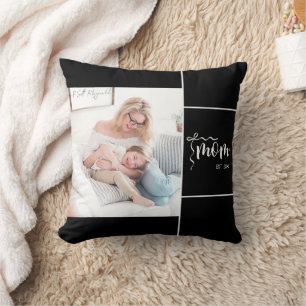 Black Elegant Mum Established Add One Photo Cushion