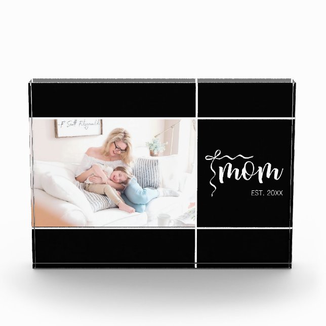 Black Elegant Mum Established Bow Add Photo Block (Front)
