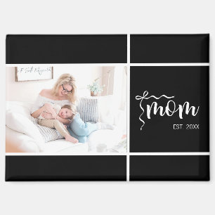 Black Elegant Mum Established Bow Add Photo Magnet