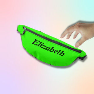 Black Elegant Name   Neon Green Stylish Bum Bags