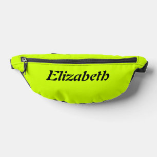 Black Elegant Name Neon Lime Yellow Stylish Bum Bags