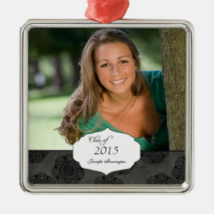 Black elegant pattern graduation photo ornament